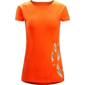 Arc'teryx Falling Feathers Tee Shirt Tiger Lily Orange Crew Neck Women's size XS
